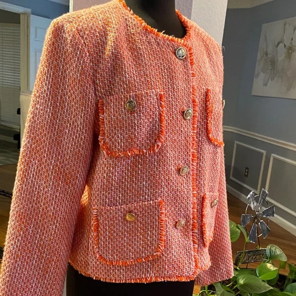 LOFT Coral Tweed Blazer - Picture 4 of 8